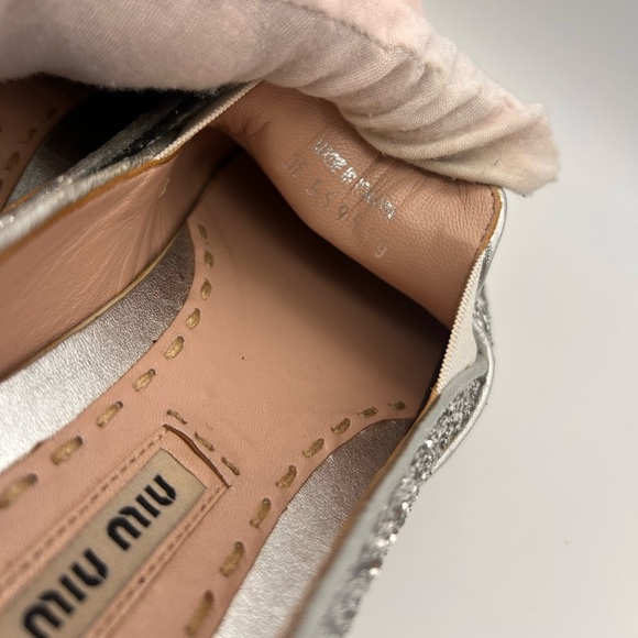 MIU MIU Glitter Slip-On Sneakers Steel Toe Pointed Size 35 Look At Photos - Picture 7 of 16